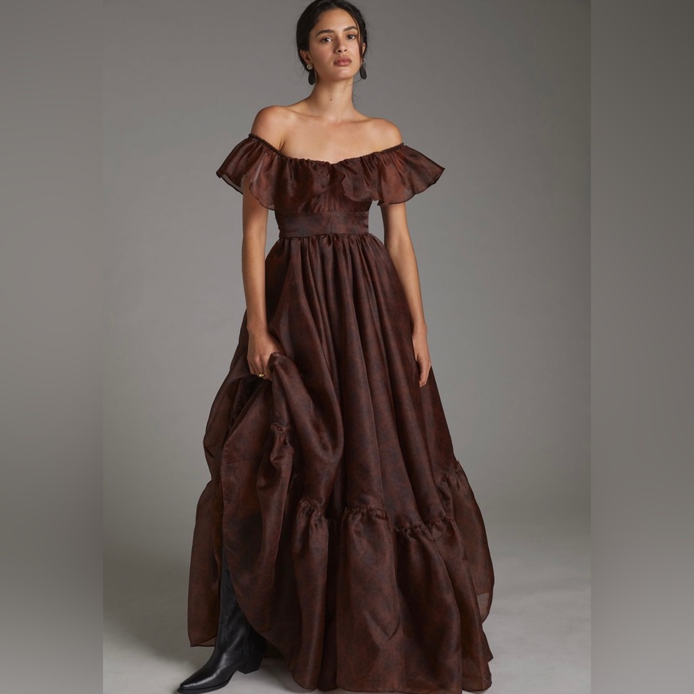 Selkie Flounced Sleeve Maxi Dress